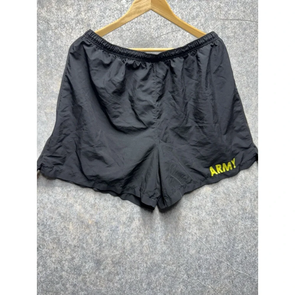 US‎ Military Men's APFU Shorts Army Black and Gold PT Physical Fitness Trunks